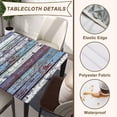 thumbnail image 4 of Square Fitted Table Cover Wood Grain Tablecloth with Elastic Edge Old Blue Wooden Tablecloths Waterproof Tables Cloth for Dining Kitchen Home Party Picnic, Fit for 36"x36" Tables, Style-18, 4 of 4