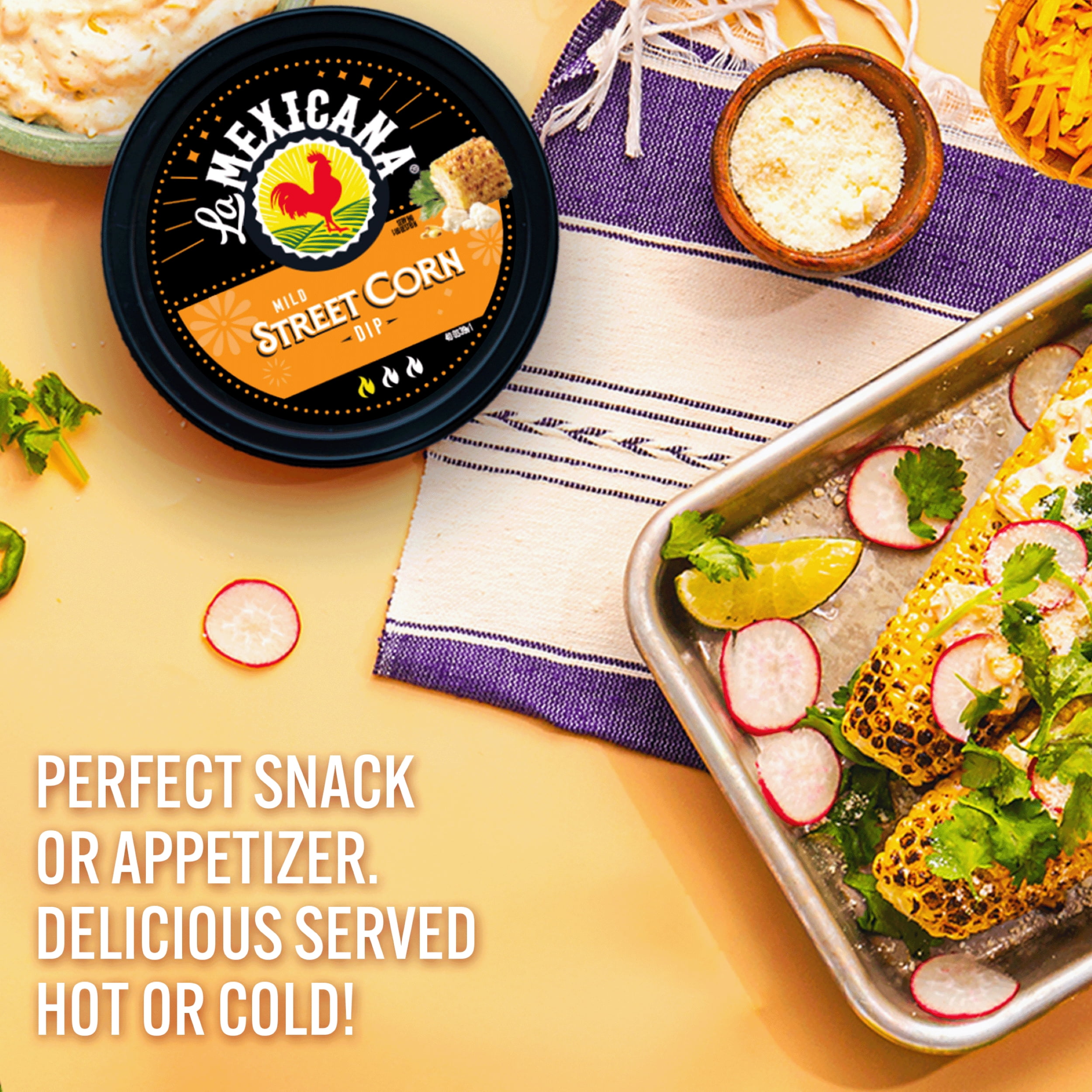 La Mexicana Mexican Style Street Corn Dip, 11 oz Cup, Refrigerated, Gluten-Free, Contains Egg, Milk