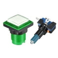 thumbnail image 2 of Botón de juego Uxcell cuadrado de 12V con LED iluminado y microinterruptor para arcade de video blanco y verde 5 piezas, 2 of 3