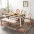 thumbnail image 4 of 47-Inch French Vintage Tufted Upholstered Dining Bench with Linen Fabric, Beige End of Bed Bench for Bedroom, Living Room, or Entryway, 4 of 6