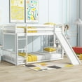 thumbnail image 2 of Euroco Twin over Twin Bunk Bed with Slide, Convertible Lower Bed with Guardrails for Kids Teens, White, 2 of 11