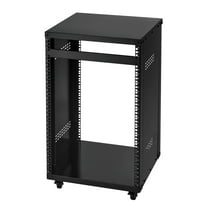 KFFKFF 16U AV Rack with 200 lbs Capacity, Mobile Open-Frame Server Cabinet with Lockable Wheels, Ventilated Design for 19-Inch Audio, Video, and IT Equipment