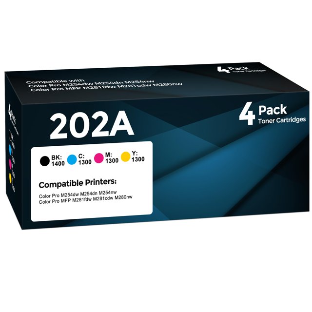 Paquete de 4 cartuchos de tóner compatibles para HP 202A 202X
