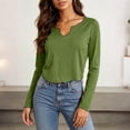 thumbnail image 5 of Zpanxa Women Long Sleeve Tops Scalloped V Neck Slim Fit Casual Solid Color Tee for Daily Wear, 5 of 7