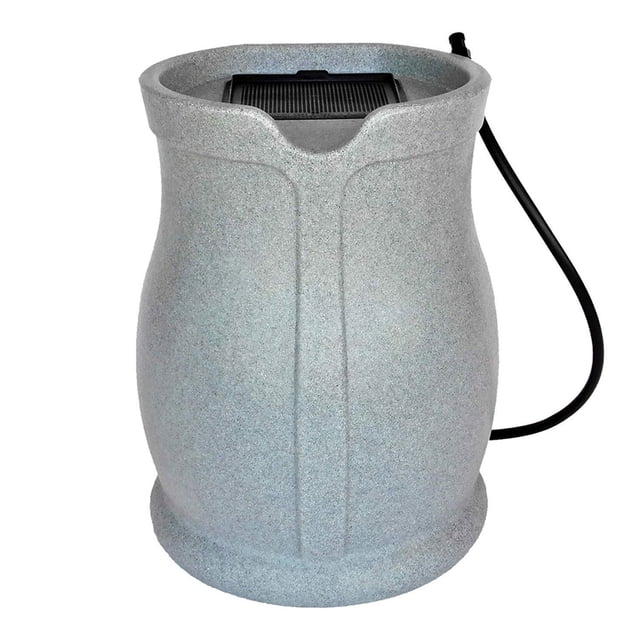 FCMP Outdoor Catalina 45 Gallon Rain Catcher Barrel w/ Hose, Light Granite