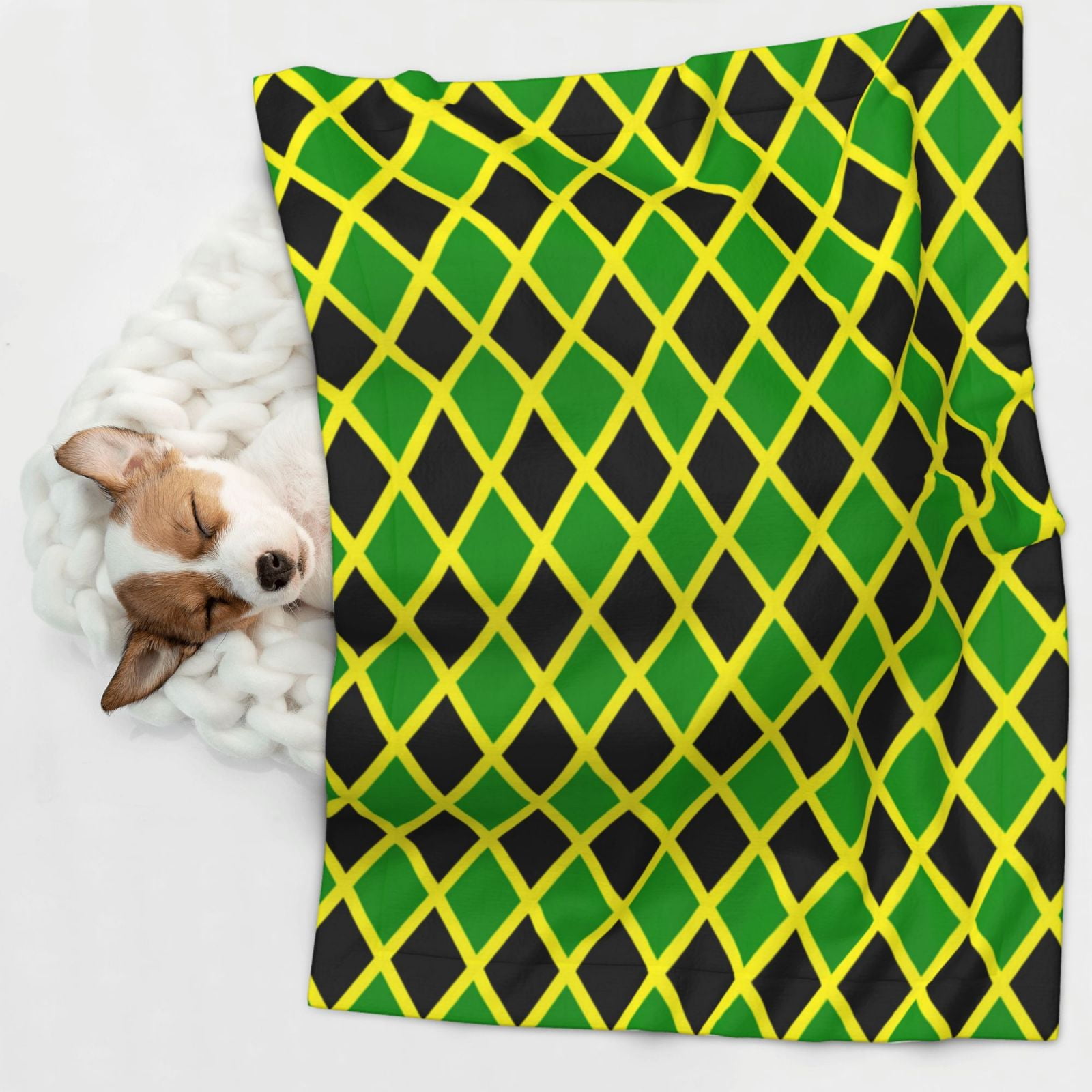 Jamaican Flag Stripe Dog Blanket Soft Warm Flannel Cat Blanket Great Pet Throw for Cats Puppy Small Medium Large Dog