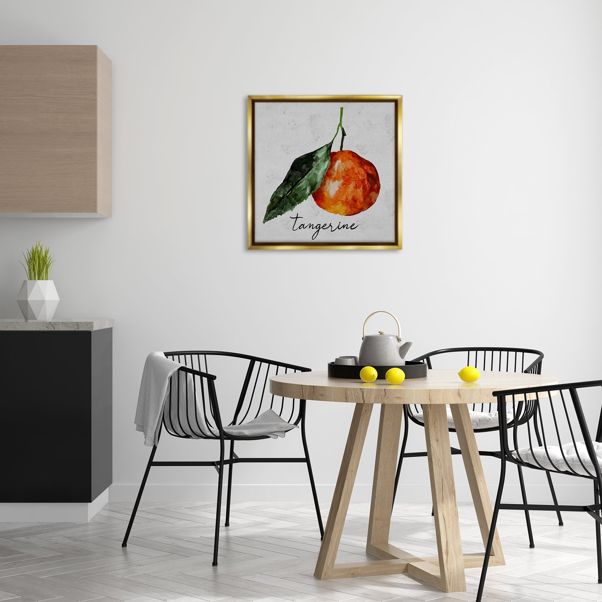 Stupell Industries Vintage Tangerine Fruit Food & Beverage Painting Gold Floater Framed Canvas Art Print Wall Art, 25 x 25