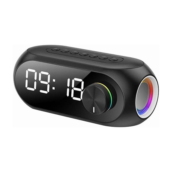 TOP! Alarm Clock Portable Bluetooth Speaker Radio FM Subwoofer Wireless Sound Box Music Mini Woofers TF Card Multifunct Black