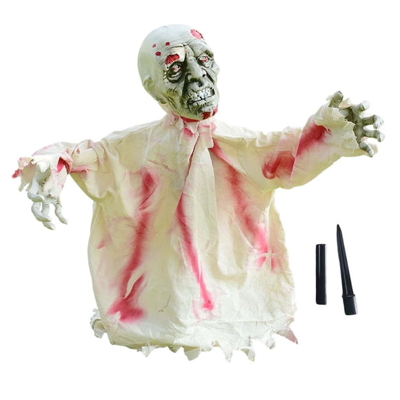 Creepy Zombie Lawn Stake, Outdoor Prop Horror Theme Party Favors, Scary Doll Halloween Decoration Beige L