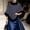 #0580-Navy, variant on Puyaiuu Women Tweed Faux Fur Trim Cape Poncho Winter Warm Outerwear Shawl Black Free Size Gift