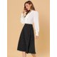 thumbnail image 4 of INSPIRE CHIC Falda Midi De Lunares Vintage Con Cremallera En La Cintura Elástica Para Mujer Negro XS, 4 of 6