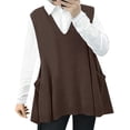 thumbnail image 4 of DuoJiaJ Womens Oversized Sweater Vest, Crew Neck Cable Knit with Pockets Brown XXXL, 4 of 7