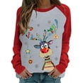 thumbnail image 1 of VISgogo Mujer Primavera Otoño Casual Pullover Manga Larga O Cuello Deer Print Patchwork Sudadera VISgogo moda, 1 of 9