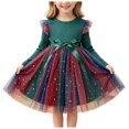 thumbnail image 2 of RFQWOVSR Girls Long Sleeve Gradient Mesh Princess Dress Fall Birthday Gown 3-4 Years, 2 of 7