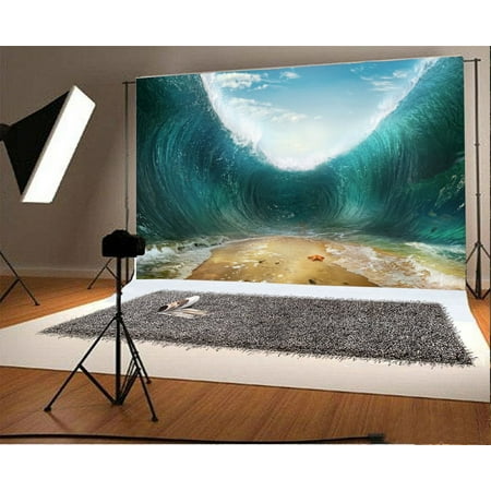 HelloDecor Polyster 7x5ft Photography Background Seas Being Parted Under the Sea World Seabed Scene Swirl Huge Waves theme Backdrops Baby Children Kids Art Photos Video Studio (World Best Photographer Photos)