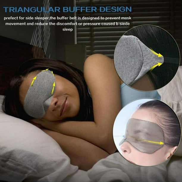 Máscara de algodón para dormir con protección contra la luz y correa ajustable para dormir la siesta de noche y viajar