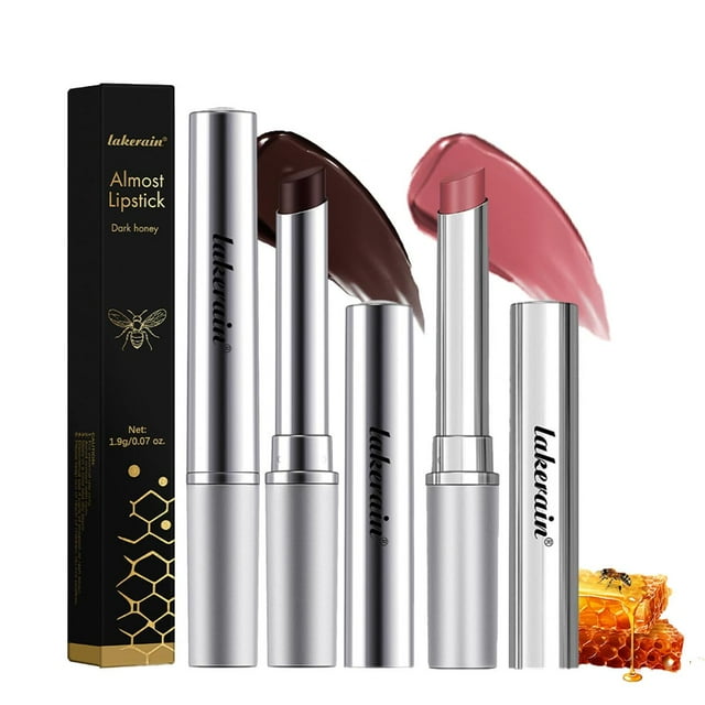 Baorder 2 barras de labios de miel teñidas en negro y rosa, hidratante natural brillante, barra de labios de miel, bálsamo labial negro transparente, barra de labios hidratante, maquillaje, cuidado de