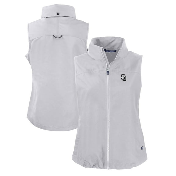 Women's Cutter & Buck Gray San Diego Padres Charter Eco Recycled Full-Zip Vest