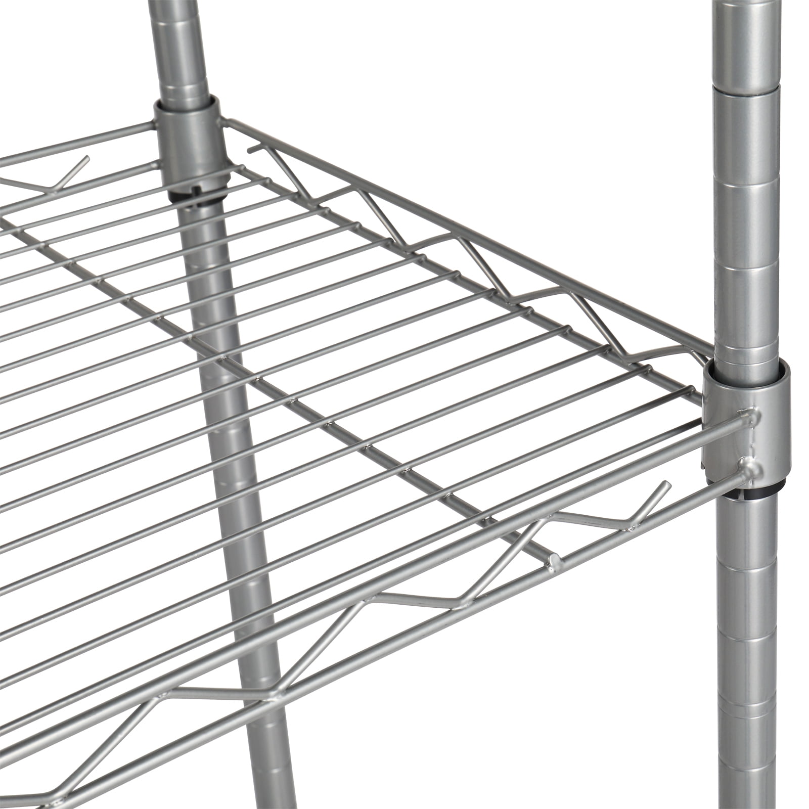 5 Shelf Storage Rack Rectangle Carbon Steel Metal Assembly, Silver Gray