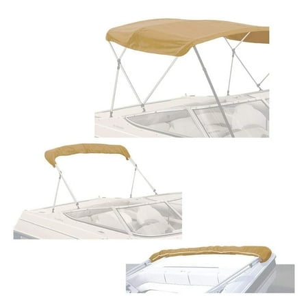 Savvycraft 4 Bow Bimini Top Replacement Cover Durable Marine Grade Canvas Boat Canopy Easy Install Zipper Sleeves 4 Bow 96"" L 91""-96"" W Beige Color