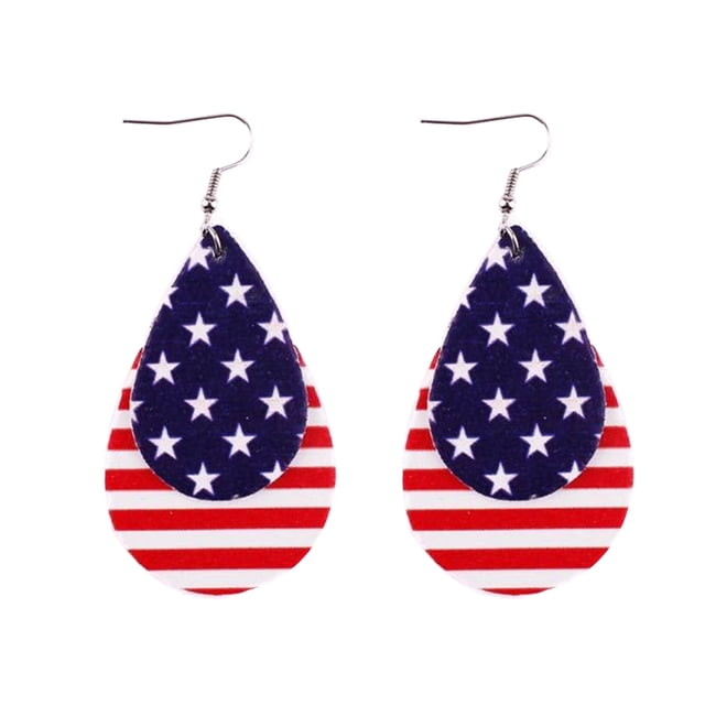 Qarigey Pendientes de cuero Gota de agua Forma de hoja Joyería Aro Día de la Independencia Americana Pendiente Oreja Cuelga Pendiente Favores de fiesta Ropa, zapatos y accesorios Miscelánea Tipo 2 Qarigey AP010096-02