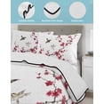 thumbnail image 3 of Quilt King Size Bedding Set, Red Cherry Branches Reversible Summer Quilt 3 Pieces, Spring Floral Botanical Birds Country Lightweight Bedspreads Coverlets with 2 Pillow Shams for All Seasons, 3 of 5