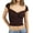 Black, variant on Women Y2K Twist Front Knit Top Sweetheart Neck Short Sleeve Summer Crop Tops Trendy Going Out Top Apricot