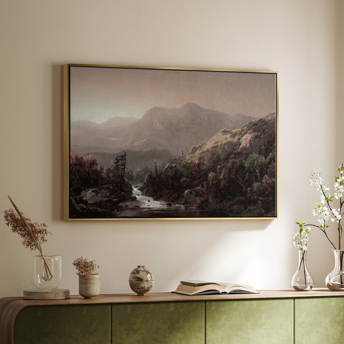 Vintage Landscape-CCCXXI By Wexford Home Framed in Gold Wood Gallery Wrapped Canvas 27 in. x 41 in.