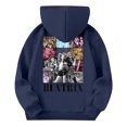 thumbnail image 3 of Moonsky Sudadera con capucha y cordón HUNTRX, estampado de grupo de chicas coreanas, jersey corto, suave y cómodo, top de manga larga para primavera y otoño. Azul marino 160, 3 of 4