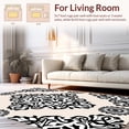 thumbnail image 2 of ODIKA 5'x7' Machine Washable Non-Slip Area Rug, Black and Floral Modern Damask High Traffic Rug with Pad, Black, 355162, 2 of 8