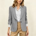 thumbnail image 5 of Giftesty Open Front Jacket Women 3/4 Ruched Sleeve Blazer, Business Casual Lapel Work Suit Jacket with Pockets, 5 of 9