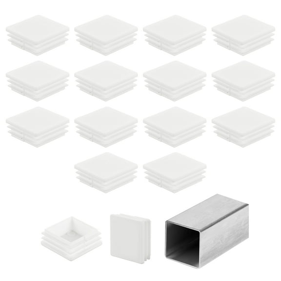 Uxcell 1 3/4" (45mm) Square Tubing End Caps, 16 Pcs Plastic Hole Plugs Insert End Cap for Metal Tubing, White