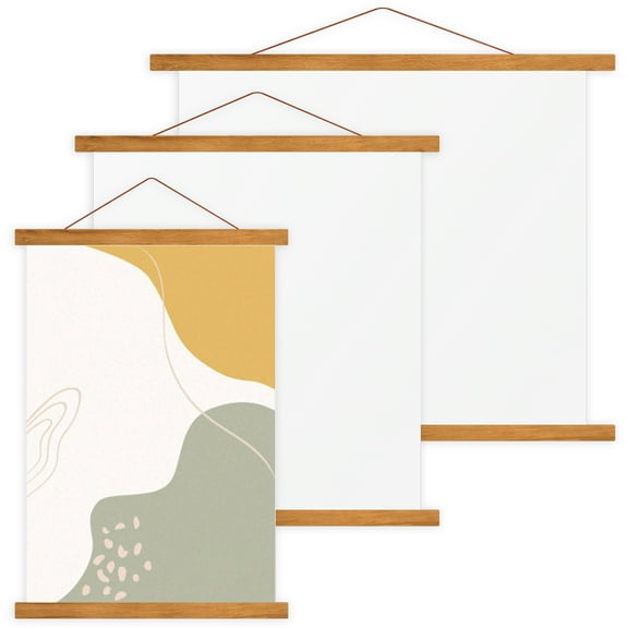 3Pcs Magnetic Poster Frame Hanger Wood Magnetic Hanging Frame Suspended Poster Canvas Frame Strong Magnetic Attachment Easy Installation Hanging Frame for Living Room