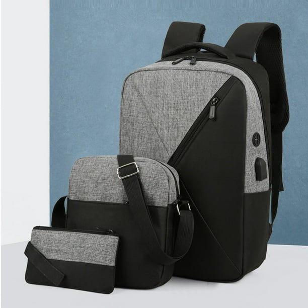 Conjunto De Mochila Usb De 3 Piezas Con Puerto De Carga, Mochila Escolar De Gran Capacidad Para Computadora Portátil, Mochila Para Estudiantes Universitarios Para Hombres Y Mujeres Con Bolso