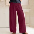 thumbnail image 2 of Pantalons en Coton et Lin pour Femmes Large Large Taille avec Poches, 2 of 7