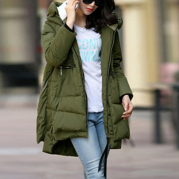 Womens Coats And Jackets Clearance Women Coats Thickening Cotton Coat Large  Size Women Clothing Clothes Outerwear Army Green XL JCO 