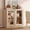 Beige, variant on 31.5" Modern Sideboard Buffet Cabinet with 2 Glass Doors, Multifunctional Sideboard with Large Storage and Adjustable Shelf, Oak