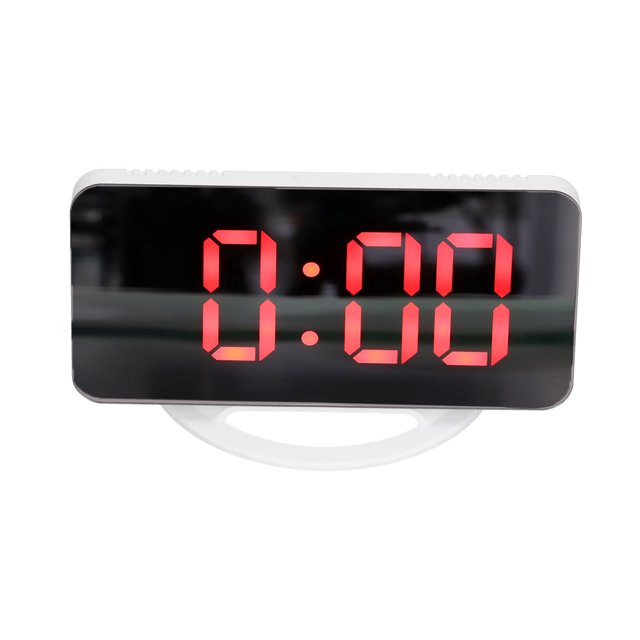Despertador, Tamaño Compacto Función De Repetición Brillo Ajustable Reloj Con Espejo LED Para El Hogar Para El Dormitorio Para La Oficina Cergrey Concha Blanca Roja