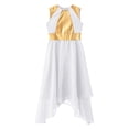 thumbnail image 6 of iiniim Girls Praise Dance Dress Color Block Metallic Liturgical Worship Lyrical Dancewear White 8, 6 of 7