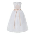 thumbnail image 2 of Ekidsbridal White Floral Lace Neck A-Line Keyhole Back Flower Girl Dress Christening 178R4 2, 2 of 3