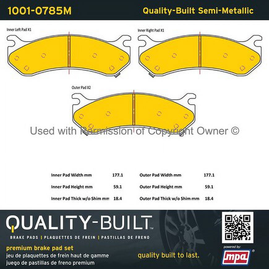 Mpa Electrical 1001-0785M Quality Built Premium Semi Metallic Brake Pads W/
