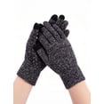 thumbnail image 3 of Gustave 2 Pairs Winter Knit Gloves Touchscreen Windproof Anti-slip Thermal Soft Wool Lining Elastic Cuff for Women Men "Gray / Black, Women", 3 of 8
