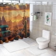 thumbnail image 7 of JEUXUS Desert Cactus Sunrise Tropical Saguaro with Abandoned Vehicle Home Bathtubs Bathroom Curtain Decoration White, 7 of 7