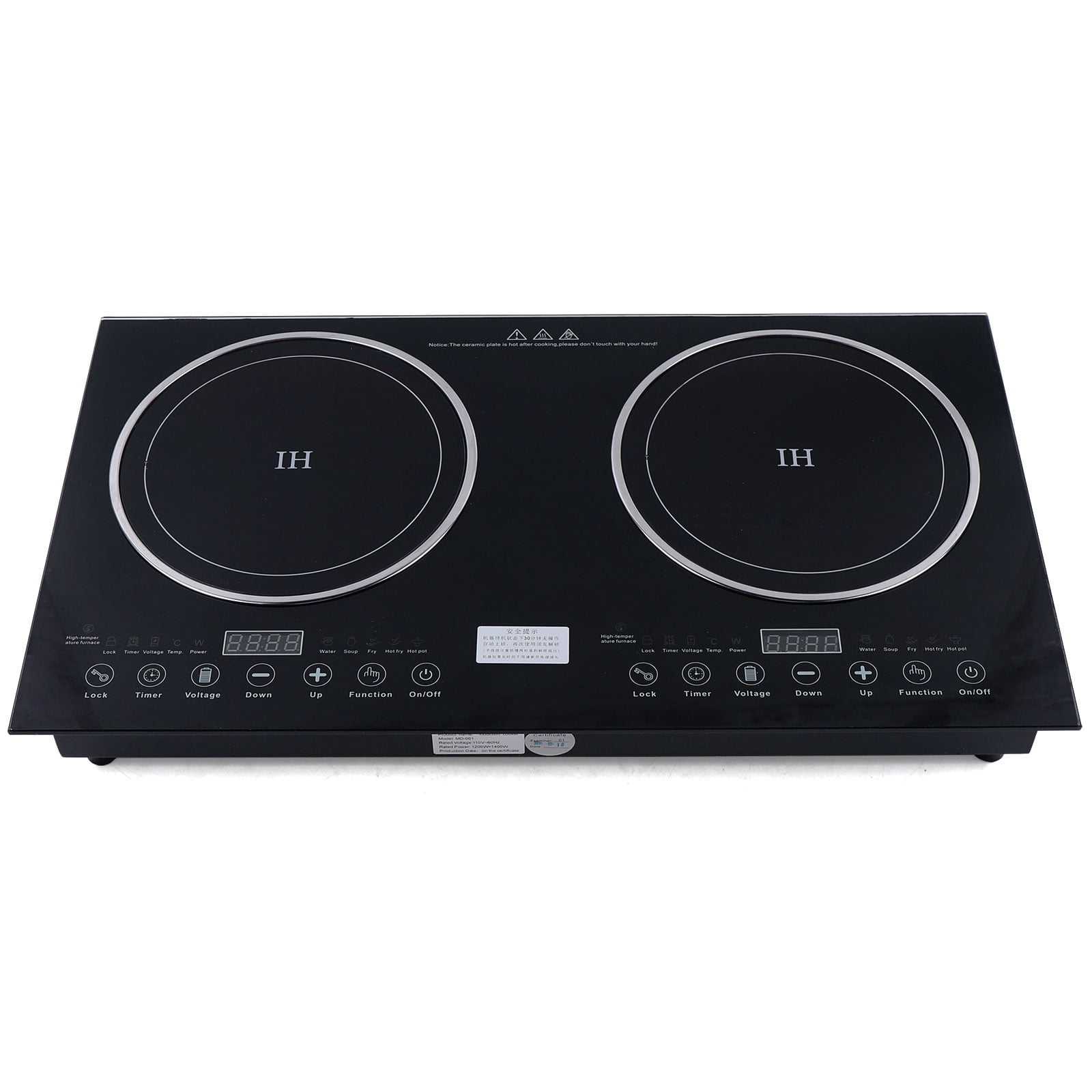 Dwellnix Touch Control 2Burner Stove Countertop Cooker Electric Induction Ceramic Cooktop