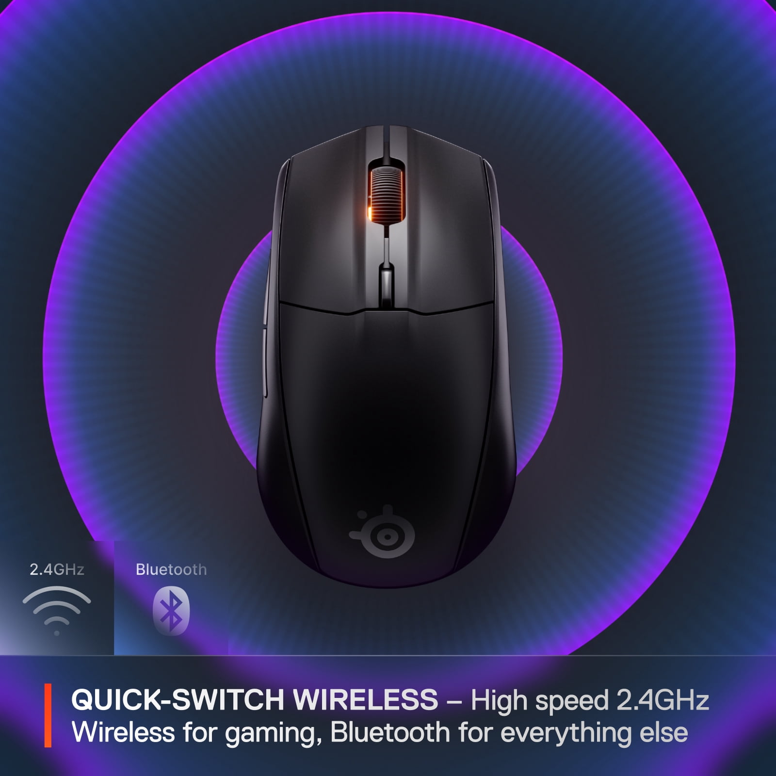SteelSeries Rival 3 Wireless Gaming Mouse Gen 2 -Ultra-fast 2.4 GHz/Bluetooth 5.0 /Quantum 2.0 Dual Wireless technology/mechanical switches/400 hr+ Battery life/Gaming grade/Black