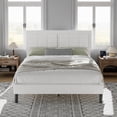 thumbnail image 1 of VECELO Full Bed Frame with Adjustable Height Headboard, Upholstered Button Tufted Platform Bed for Bedroom, No Box Spring Needed, Easy Assembly, White, 1 of 8