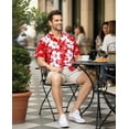 thumbnail image 5 of HAPPY BAY Men's Hawaiian Shirts Short Sleeve Button Down Shirt Floral Shirt Men Casual Vacation Summer Party Caribbean Shirts for Men Funny 3XL Allover Hibiscus, Red, 5 of 7