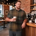 thumbnail image 2 of Domzest Men's Big and Tall Polo Shirts Short Sleeve Moisture Wicking Plus Size T Shirts Quick Dry Collared Plaid Golf Shirt Brown 6XL, 2 of 6