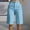Blue, variant on Zedker Bermuda Shorts for Women Knee Length High Waisted Cotton Elastic Waist Summer Dressy Casual Long Shorts Size S-XXXL