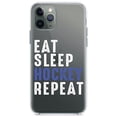 thumbnail image 1 of DistinctInk Clear Shockproof Hybrid Case for iPhone 11 Pro MAX (6.5" Screen) - TPU Bumper Acrylic Back Tempered Glass Screen Protector - Eat Sleep Hockey Repeat, 1 of 1